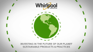 Whirlpool logo over a green globe. "Investing in the future of our planet..."