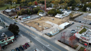 Aerial view of the soon to be developed lot for the Walton Apartments in Cleveland.