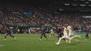 Soccer players playing on the field