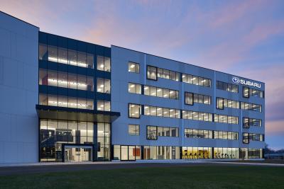 Subaru of America’s new facility, combined with an adjacent new training center (under construction), will more than double the size of the automaker’s previous headquarters and bring employees from four sites onto one campus. Photo credit: © Jeffrey Totaro, 2018.