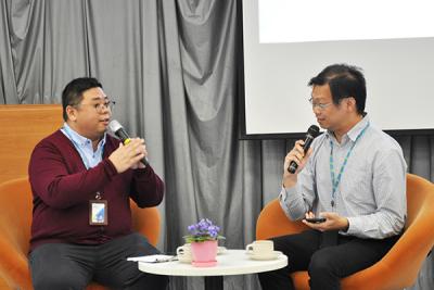 Ryan Wong (right) of CLP’s Engineering Projects Department says his colleague Tsang Leung Ching has come up with an idea to improve the design and construction of CLP’s cable joint bays after seeing a drainage system in Thailand during his holiday.