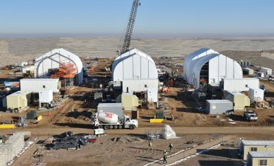 Sprung structures will cover each Static Detonation Chamber unit. The tension fabric enclosures help protect equipment in unpredictable weather and surround the SDC units, which will augment main plant operations by destroying munitions not suited to the automated processes. Three SDC units will augment the main plant’s automated process of chemical neutralization followed by biotreatment to destroy problematic projectiles and 4.2-inch mortar rounds.