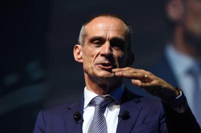 Chief Executive Officer of French electrical equipment giant Schneider Electric, Jean-Pascal Tricoire, speaks during the group's general meeting in the business district of La Defense, near Paris, on April 24, 2018. (Photo by ERIC PIERMONT / AFP) (Photo credit should read ERIC PIERMONT/AFP via Getty Images) AFP VIA GETTY IMAGES