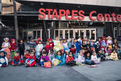 AEG welcomes more than 300 children from local non-profit organizations to its downtown Los Angeles offices, including L.A. LIVE and STAPLES Center, for trick-or-treating on Thursday, October 31, 2019.