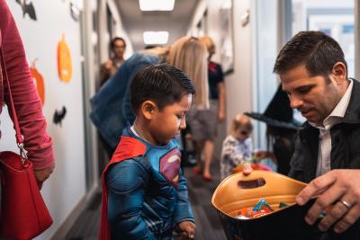 AEG welcomes more than 300 children from local non-profit organizations to its downtown Los Angeles offices, including L.A. LIVE and STAPLES Center, for trick-or-treating on Thursday, October 31, 2019.