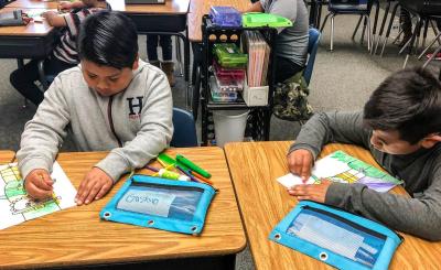 Alvin Avenue Elementary School second-graders Gustavo (left) and Luis. Credit: Courtesy of Alvin Avenue Elementary School