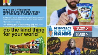 Kind Snacks is on a mission to inspire kindness one act at a time, which comes to life through the Kind Foundation, a nonprofit established by Kind that aims to inspire and fund positive action at the community level. Ben & Jerry’s takes a more activist approach, advocating for causes like equal voting rights by inviting racial justice activists to meet employees at their company headquarters, raising money for the NAACP, and urging citizens to vote and sign petitions.