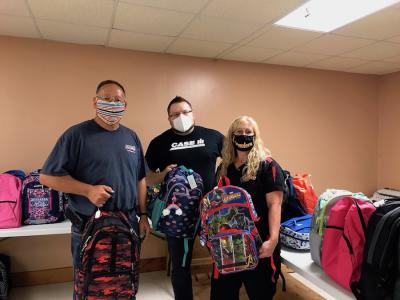 Employees at the Case IH plant in Goodfield, IL, helped collect items for the Kids In Need Foundation’s Back to school drive