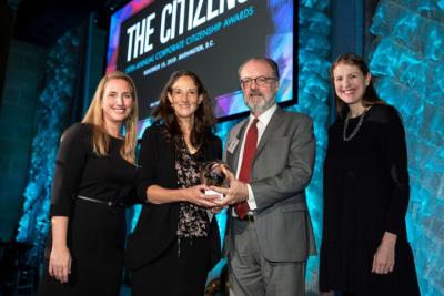 The US Chamber of Commerce recently awarded Timberland the Citizenship Award for Best Economic Empowerment Program for the brand’s work to reintroduce cotton farming to Haiti. Timberland’s Atlanta McIlwraith and Hugh Locke, president and co-founder of the Smallholder Farmers Alliance, accepted the award for their efforts that will also help reforest Haiti and improve the livelihoods of 34,000 smallholder farmers.