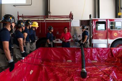 To graduate, cadets must complete an intense 15 weeks of in-class training and learn 68 firefighter skills. Credit: Elisa Ferrari