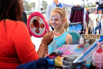 Children enjoy face painting at the 13th Annual Easter Egg Hunt and Earth Day Celebration at Dignity Health Sports Park hosted by AEG’s ASCSC Community Foundation and the LA Galaxy Foundation on April 19, 2019.