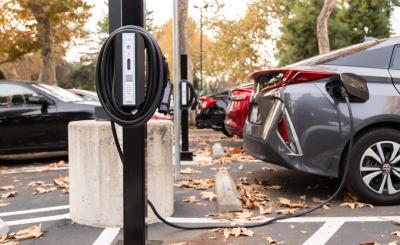 Medical staff working at the Fairplex COVID-19 quarantine center are using new EV charging stations installed through SCE’s Charge Ready program.