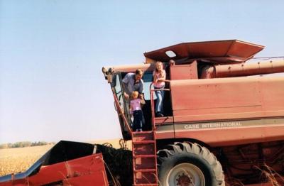 Koryne Carlson and her younger sister, Ella, finishing up a ride in the combine with their grandpa. One of Carlson’s favorite things to do as a kid was ride through the fields in the massive combine and she still tries to get at least one ride in a year with her dad or grandpa.
