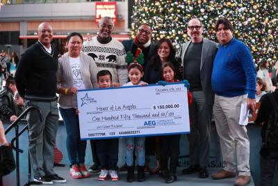 The AEG Community Foundation awards one of its first macro grants to Heart of Los Angeles during AEG's annual Community Holiday Party at L.A. LIVE on December 17, 2019.