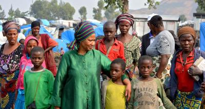 Mlambo-Ngcuka visits an Internally Displaced Persons camp in the North Kivu province, Democratic Republic of Congo, a region affected by years of civil war. Photo credits: CARLOS NGELEKA