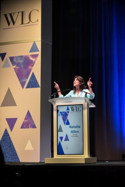 Natalie Allen, news anchor and correspondent for CNN international, hosts the 11th annual Women’s Leadership Conference at the MGM Grand Conference Center Monday, Aug. 7, 2017.