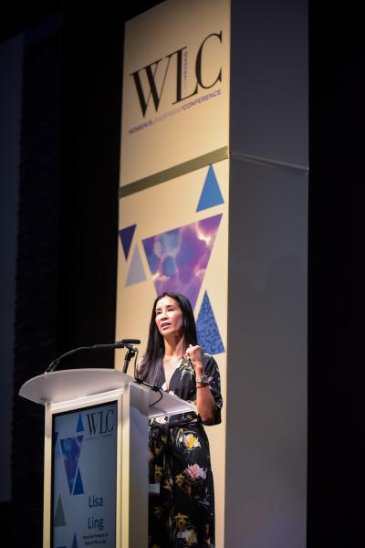 Journalist Lisa Ling, host of “This Is Life with Lisa Ling” on CNN, gives a keynote address during the 11th annual Women’s Leadership Conference at the MGM Grand Conference Center Monday, Aug. 7, 2017.