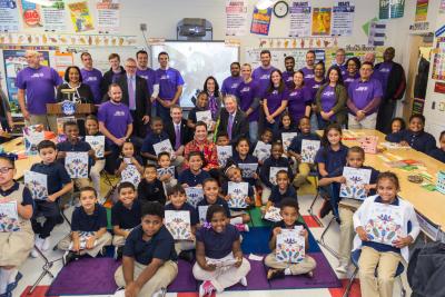 Subaru of America donates more than 3,000 science books to Camden schools as part of the “Subaru Loves Learning” initiative. PHOTO CREDIT | Mark Nesbitt courtesy of iNTVNETWORK, LLC © 2017
