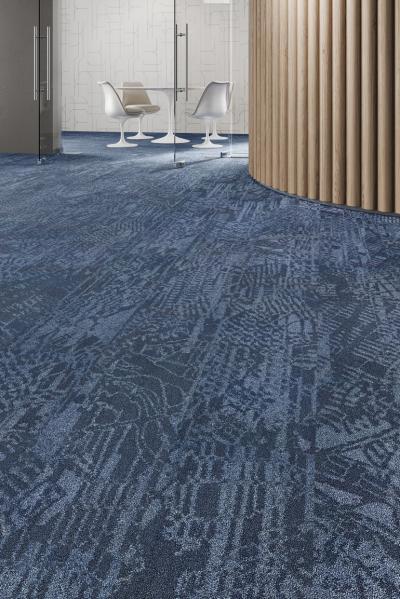 Urban Model carpet tile in Waterfront 965 as shown with coordinating My City wall treatment by Daltile.