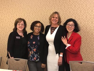 Koch deputy general counsel Jenny Kim (far right) moderated the discussion between Christina Melton Crain, founder and president/CEO of Unlocking DOORS; Teisha Sanders, project director at the Institute for Justice Research & Development at Florida State University’s College of Social Work; and Michelle Cirocco, chief social responsibility officer at Televerde.