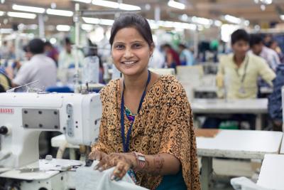 Alka Nim, 28, from Mahu, Madhya Pradesh, works as a tailor in Pithampur, Madhya Pradesh, India. She has worked at the factory for 9 years and is a member of the Fair Trade Committee. "I really appreciate all the standards in place that make this a great workplace. Things like air conditioning, water coolers, fixed hours, transportation are not a given at other garment factories. Caste, status and sexual harassment are not a problem here either."