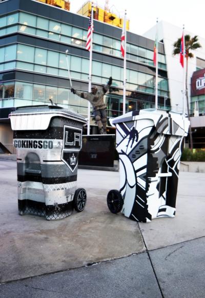 AEG’s LA Kings team up with Global Inheritance to host a clothing drive outside of the Team LA Store and STAPLES Center before the game on November 16, 2017. (Photo courtesy of Global Inheritance)