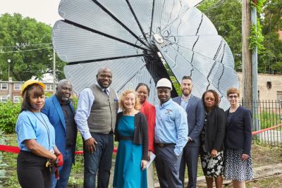 Mohawk is partnering with Groundswell to install 10 SmartFlower solar technology energy systems to produce clean, renewable energy in schools with STEM programs and low-income communities. The first project was unveiled in South Chicago's Bronzeville neighborhood, and is located in the Renaissance Collaborative's community garden.