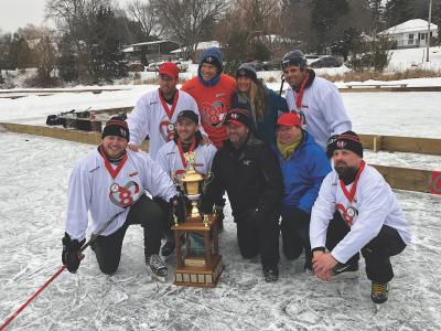 Back row, Left to Right: Stephen Robinson (Mohawk Group), Gord Hicks (Cam’s Kids), Linda Hicks (Cam’s Kids), Bryant Wilson (Priority Contracting); Front row: Corey Jefferys (Priority Contracting), Scott Gamble (Priority Contracting), Todd Goett (Priority Contracting), Richard Mercey (Mohawk Group), Derek Young (Mohawk Group)