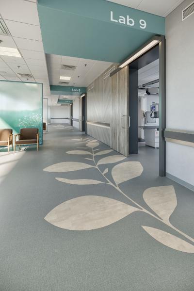 Sisalana and Klei Firma, from Mohawk Group’s Healthy Environments resilient sheet collection on display at Healthcare Design Expo, incorporate biophilic patterning into healing spaces.