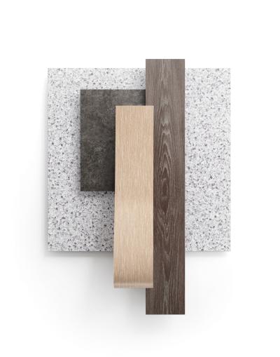 Mohawk Group's Pivot Point enhanced resilient tile collection includes terrazzo, textile and wood visuals