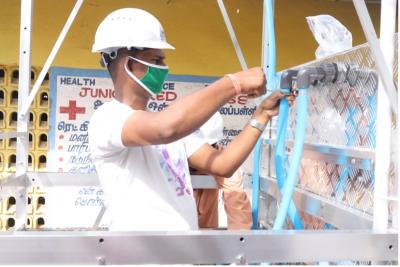 The AquaTower is installed following COVID-19 safety guidelines