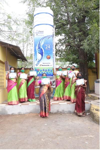 Teachers at Panchayat Union Primary School have been certified in how to use the new AquaTower