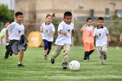 Youth athletes play soccer during the Special Olympics Southern California Young Athletes Festival hosted by AEG’s LA Galaxy Foundation for more than 100 athletes ages 5-8 with and without intellectual disabilities at StubHub Center in Carson, Calif. on Friday, Aug. 25, 2017.