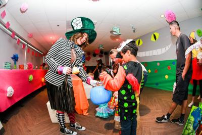 Children trick-or-treat throughout the suites at StubHub Center during the 10th annual Treats-N-Suites Halloween Bash at StubHub Center in Carson, Calif.