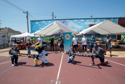 AEG’s LA Galaxy and Herbalife Nutrition team up with A Place Called Home (APCH) to pack and distribute food for families in need at a Family Resource Depot in the greater Los Angeles area on Wednesday, May 27, 2020.