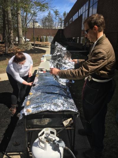 Colles Stowell, president of One Fish Foundation, prepares the fish for Timberland’s “Know Fish” lunch which raised awareness about sustainable fishing practices. The lunch was part of the brand’s 4th annual Earth Week event series.