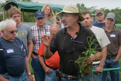 Through a $1.65 million grant from General Mills, the Soil Health Academy will partner with Understanding Ag, LLC to educate and mentor wheat and oat producers in targeted regions of the U.S. and Canada as they transition from conventional agricultural practices to regenerative agriculture practices. SHA’s Ray Archuleta is seen here teaching soil health principles during a recent regenerative ag school. (Photo by Ron Nichols)