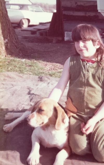 Ramona with her pet dog, Burncey.