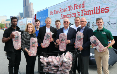 Smithfield Foods donates more than 77,000 pounds—the equivalent of more than 311,000 servings—of protein to the Northern Illinois Food Bank and Greater Chicago Food Depository in Chicago, Ill.