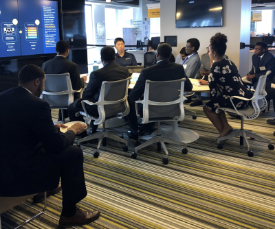 YearUp interns visit Symantec during the kick-off the Symantec’s involvement in Year-Up’s mentor program. Interns will gain six months of guidance from mentors, with many continuing on well past this.