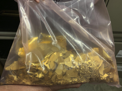 Gold will be melted down (witnessed by OSRC), assayed, then settled by a refiner