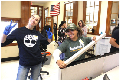 Timberland volunteers built donated office cubes in a school in Lawrence, MA as part of the brand’s 22nd annual Serv-a-palooza event. Serv-a-palooza is a global event which this year will engage Timberland employees worldwide in 40 projects in 19 different countries.