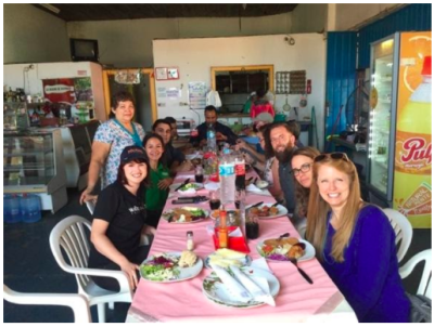 Amy from Hain Celestial joined our Impact Trip to Paraguay. In this photo, the group is pictured enjoying a meal at Ilda’s restaurant, Comedor 42. Ilda had been borrowing from our partner Fundacion Paraguaya for 14 years when we met her in 2016.