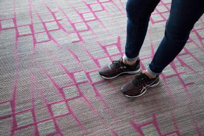 Mohawk Group's Off the Wall carpet tile, part of the Specify for a Cure program, was installed in the hospitality lounge at the 3-Day camp