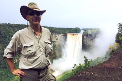 Johnson stands in front of Kaieteur Falls in Guyana’s Kaieteur National Park during a 2016 medical mission trip with his wife. At 741 feet, Kaieteur Falls is the world’s largest single drop waterfall.