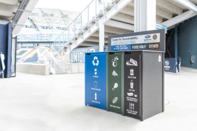 Subaru of America and the Philadelphia Union are committed to protecting our environment by reducing, reusing, and recycling stadium waste. These new, modern front of house three-stream waste containers will help patrons properly dispose of their trash from events at Subaru Park.