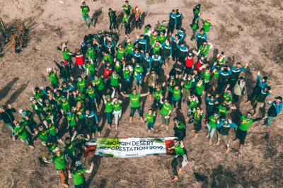 To celebrate Earth Day 138 Timberland volunteers planted 650 trees in Inner Mongolia’s Horqin Desert. Timberland and Green Network have planted 2.6 million trees in the Horqin Desert since 2001 to stop the desertification of the area, minimize sandstorms, and improve air quality as far away as Japan and South Korea.