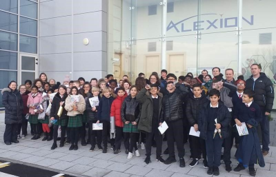 Students from St. Mary's National School visiting Alexion Athlone for their STEAM Education Program Graduation.