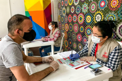 April 2020. Antioquia, Colombia. Mercy Corps is adapting its cash assistance programming in Colombia in response to the COVID-19 pandemic. Many of the Colombians and Venezuelan migrants who participate in these programs have no savings and rely on informal commerce for income, which is now halted.