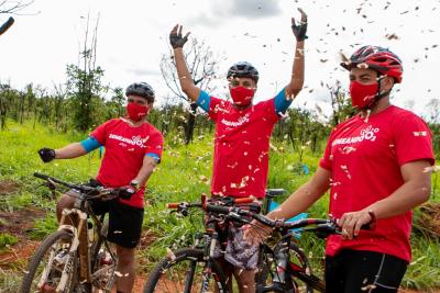 Employees and the local community cycled around the site to the designated tree planting locations